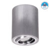 GloboStar® AKIRA 60619 Επιφανειακό Κινούμενο Στρόγγυλο Φωτιστικό Σποτ Αλουμινίου με Ντουί GU10 AC 220-240V IP44 Φ8 x Υ10cm – Ασημί Βούρτσας – 5 Years Warranty