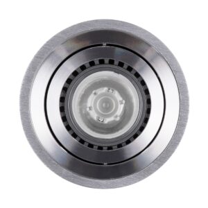 GloboStar® AKIRA 60619 Επιφανειακό Κινούμενο Στρόγγυλο Φωτιστικό Σποτ Αλουμινίου με Ντουί GU10 AC 220-240V IP44 Φ8 x Υ10cm – Ασημί Βούρτσας – 5 Years Warranty
