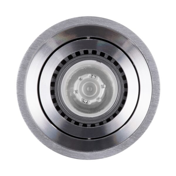 GloboStar® AKIRA 60619 Επιφανειακό Κινούμενο Στρόγγυλο Φωτιστικό Σποτ Αλουμινίου με Ντουί GU10 AC 220-240V IP44 Φ8 x Υ10cm – Ασημί Βούρτσας – 5 Years Warranty