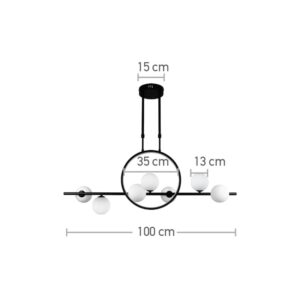 InLight Κρεμαστό φωτιστικό LED 14W 3000K και 7XG9 σε μαύρο χρώμα D:100cm (6062-BL)