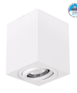 GloboStar® AKIRA 60622 Επιφανειακό Κινούμενο Τετράγωνο Φωτιστικό Σποτ Αλουμινίου με Ντουί GU10 AC 220-240V IP44 Μ8 x Π8 x Υ10cm – Λευκό – 5 Years Warranty
