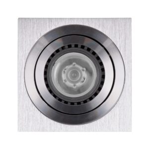 GloboStar® AKIRA 60623 Επιφανειακό Κινούμενο Τετράγωνο Φωτιστικό Σποτ Αλουμινίου με Ντουί GU10 AC 220-240V IP44 Μ8 x Π8 x Υ10cm – Ασημί Βούρτσας – 5 Years Warranty