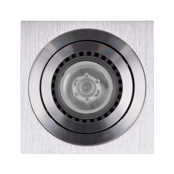 GloboStar® AKIRA 60623 Επιφανειακό Κινούμενο Τετράγωνο Φωτιστικό Σποτ Αλουμινίου με Ντουί GU10 AC 220-240V IP44 Μ8 x Π8 x Υ10cm – Ασημί Βούρτσας – 5 Years Warranty