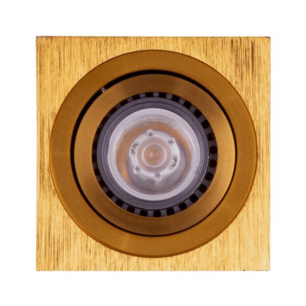 GloboStar® AKIRA 60624 Επιφανειακό Κινούμενο Τετράγωνο Φωτιστικό Σποτ Αλουμινίου με Ντουί GU10 AC 220-240V IP44 Μ8 x Π8 x Υ10cm – Χρυσό Βούρτσας – 5 Years Warranty