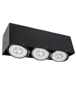 GloboStar® MAGMA 60628 Μοντέρνο Φωτιστικό Οροφής Σποτ Τρίφωτο 3 x GU10 IP20 Μαύρο Αλουμίνιο – Μ45 x Π15 x Υ13cm