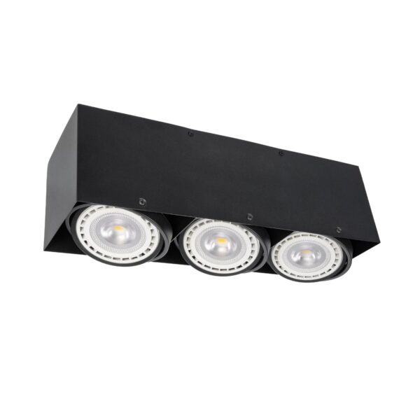 GloboStar® MAGMA 60628 Μοντέρνο Φωτιστικό Οροφής Σποτ Τρίφωτο 3 x GU10 IP20 Μαύρο Αλουμίνιο – Μ45 x Π15 x Υ13cm