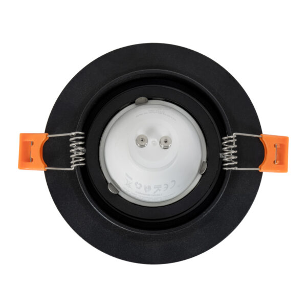 GloboStar® OMEGA 60633 Χωνευτό Κινούμενο Στρόγγυλο Σποτ Οροφής για Λάμπα MR16/GU10 – IP20 – Χυτό Αλουμίνιο – Φ10.5 x Υ2.2cm – Μαύρο – 5 Years Warranty