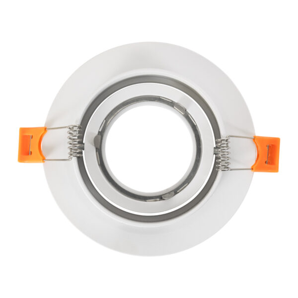 GloboStar® OMEGA 60634 Χωνευτό Κινούμενο Στρόγγυλο Σποτ Οροφής για Λάμπα MR16/GU10 – IP20 – Χυτό Αλουμίνιο – Φ10.5 x Υ2.2cm – Λευκό – 5 Years Warranty