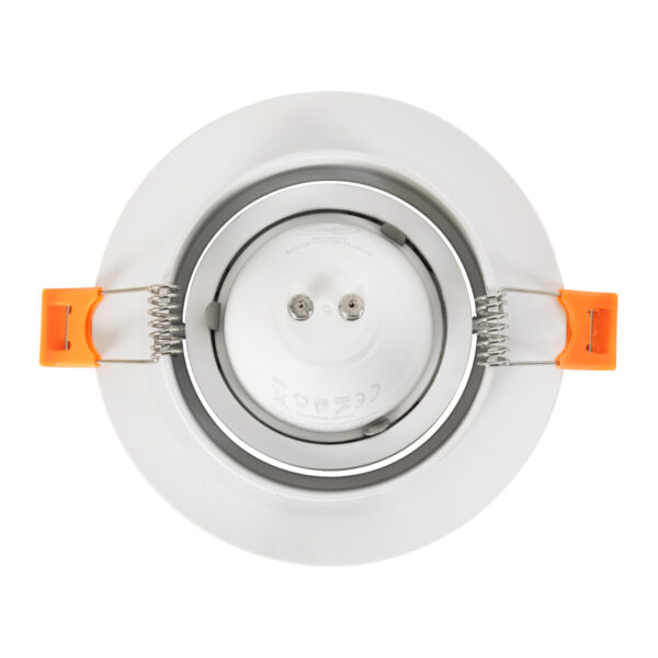 GloboStar® OMEGA 60634 Χωνευτό Κινούμενο Στρόγγυλο Σποτ Οροφής για Λάμπα MR16/GU10 – IP20 – Χυτό Αλουμίνιο – Φ10.5 x Υ2.2cm – Λευκό – 5 Years Warranty