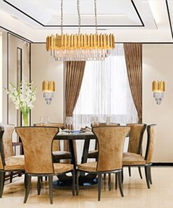 InLight Κρεμαστό φωτιστικό από χρυσαφί αλουμίνιο και κρύσταλλα 12XE14 D:100cm (6069-12)