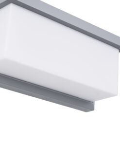 GLOBOSTAR® CITYSCAPE 60698 Φωτιστικό Τοίχου – Απλίκα Εσωτερικού/Εξωτερικού Χώρου LED 18W 1890lm 120° AC175-265V Αδιάβροχο IP65 – Πλαστικό Σώμα – Φυσικό λευκό 4500K – Μ23.5 x Π11 x Υ10cm – Γκρι – Bridgelux Chip – 3 Χρόνια Εγγύηση