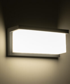 GLOBOSTAR® CITYSCAPE 60698 Φωτιστικό Τοίχου – Απλίκα Εσωτερικού/Εξωτερικού Χώρου LED 18W 1890lm 120° AC175-265V Αδιάβροχο IP65 – Πλαστικό Σώμα – Φυσικό λευκό 4500K – Μ23.5 x Π11 x Υ10cm – Γκρι – Bridgelux Chip – 3 Χρόνια Εγγύηση