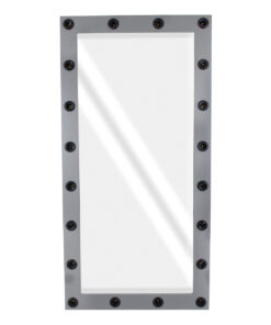 GloboStar® MAKEUP MIRROR-160×80-6 Μοντέρνος Καθρέπτης Μακιγιάζ με Πλαίσιο Φυσικού Ξύλου με Διακόπτη On/Off 20 x E27 AC220-240V – Μ80 x Π7 x Υ160cm – Γκρι Ανθρακί
