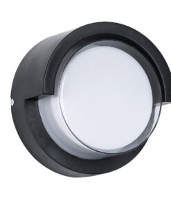 GLOBOSTAR® APEX 60764 Φωτιστικό Τοίχου – Απλίκα Εσωτερικού/Εξωτερικού Χώρου LED 10W 1050lm 120° AC175-265V Αδιάβροχο IP65 – Πλαστικό Σώμα – Φυσικό λευκό 4500K – Φ17 x Υ9cm – Μαύρο – Bridgelux Chip – 3 Χρόνια Εγγύηση