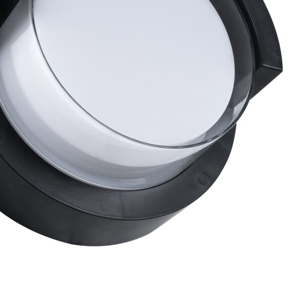 GLOBOSTAR® APEX 60764 Φωτιστικό Τοίχου – Απλίκα Εσωτερικού/Εξωτερικού Χώρου LED 10W 1050lm 120° AC175-265V Αδιάβροχο IP65 – Πλαστικό Σώμα – Φυσικό λευκό 4500K – Φ17 x Υ9cm – Μαύρο – Bridgelux Chip – 3 Χρόνια Εγγύηση
