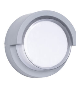 GLOBOSTAR® APEX 60765 Φωτιστικό Τοίχου – Απλίκα Εσωτερικού/Εξωτερικού Χώρου LED 10W 1050lm 120° AC175-265V Αδιάβροχο IP65 – Πλαστικό Σώμα – Φυσικό λευκό 4500K – Φ17 x Υ9cm – Γκρι – Bridgelux Chip – 3 Χρόνια Εγγύηση