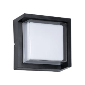 GLOBOSTAR® APEX 60770 Φωτιστικό Τοίχου – Απλίκα Εσωτερικού/Εξωτερικού Χώρου LED 10W 1050lm 120° AC175-265V Αδιάβροχο IP65 – Πλαστικό Σώμα – Φυσικό λευκό 4500K – Μ17 x Π17 x Υ9cm – Μαύρο – Bridgelux Chip – 3 Χρόνια Εγγύηση