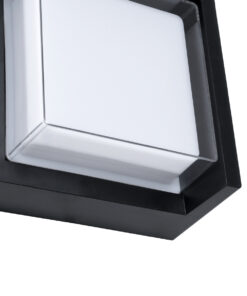 GLOBOSTAR® APEX 60770 Φωτιστικό Τοίχου – Απλίκα Εσωτερικού/Εξωτερικού Χώρου LED 10W 1050lm 120° AC175-265V Αδιάβροχο IP65 – Πλαστικό Σώμα – Φυσικό λευκό 4500K – Μ17 x Π17 x Υ9cm – Μαύρο – Bridgelux Chip – 3 Χρόνια Εγγύηση