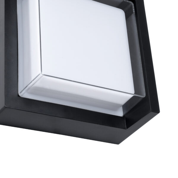 GLOBOSTAR® APEX 60770 Φωτιστικό Τοίχου – Απλίκα Εσωτερικού/Εξωτερικού Χώρου LED 10W 1050lm 120° AC175-265V Αδιάβροχο IP65 – Πλαστικό Σώμα – Φυσικό λευκό 4500K – Μ17 x Π17 x Υ9cm – Μαύρο – Bridgelux Chip – 3 Χρόνια Εγγύηση