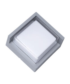 GLOBOSTAR® APEX 60771 Φωτιστικό Τοίχου – Απλίκα Εσωτερικού/Εξωτερικού Χώρου LED 10W 1050lm 120° AC175-265V Αδιάβροχο IP65 – Πλαστικό Σώμα – Φυσικό λευκό 4500K – Μ17 x Π17 x Υ9cm – Γκρι – Bridgelux Chip – 3 Χρόνια Εγγύηση