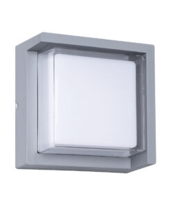 GLOBOSTAR® APEX 60771 Φωτιστικό Τοίχου – Απλίκα Εσωτερικού/Εξωτερικού Χώρου LED 10W 1050lm 120° AC175-265V Αδιάβροχο IP65 – Πλαστικό Σώμα – Φυσικό λευκό 4500K – Μ17 x Π17 x Υ9cm – Γκρι – Bridgelux Chip – 3 Χρόνια Εγγύηση