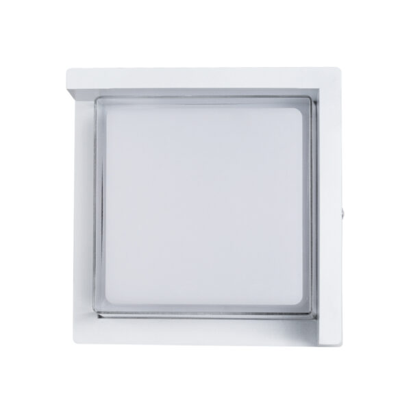GLOBOSTAR® APEX 60772 Φωτιστικό Τοίχου – Απλίκα Εσωτερικού/Εξωτερικού Χώρου LED 10W 1050lm 120° AC175-265V Αδιάβροχο IP65 – Πλαστικό Σώμα – Φυσικό λευκό 4500K – Μ17 x Π17 x Υ9cm – Λευκό – Bridgelux Chip – 3 Χρόνια Εγγύηση