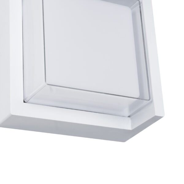 GLOBOSTAR® APEX 60772 Φωτιστικό Τοίχου – Απλίκα Εσωτερικού/Εξωτερικού Χώρου LED 10W 1050lm 120° AC175-265V Αδιάβροχο IP65 – Πλαστικό Σώμα – Φυσικό λευκό 4500K – Μ17 x Π17 x Υ9cm – Λευκό – Bridgelux Chip – 3 Χρόνια Εγγύηση