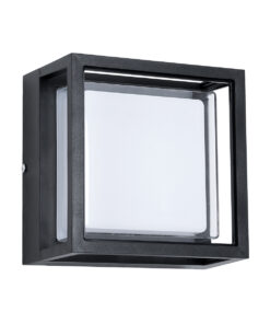 GLOBOSTAR® MAJESTIC 60773 Φωτιστικό Τοίχου – Απλίκα Εσωτερικού/Εξωτερικού Χώρου LED 10W 1050lm 120° AC175-265V Αδιάβροχο IP65 – Πλαστικό Σώμα – Φυσικό λευκό 4500K – Μ17 x Π17 x Υ9cm – Μαύρο – Bridgelux Chip – 3 Χρόνια Εγγύηση