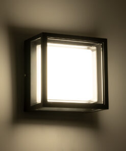 GLOBOSTAR® MAJESTIC 60773 Φωτιστικό Τοίχου – Απλίκα Εσωτερικού/Εξωτερικού Χώρου LED 10W 1050lm 120° AC175-265V Αδιάβροχο IP65 – Πλαστικό Σώμα – Φυσικό λευκό 4500K – Μ17 x Π17 x Υ9cm – Μαύρο – Bridgelux Chip – 3 Χρόνια Εγγύηση