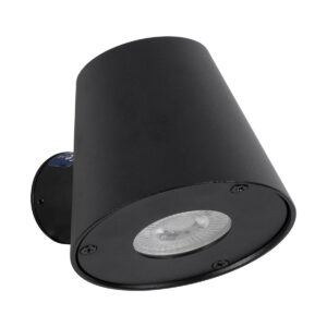 GloboStar® GARDENIA 60795 Φωτιστικό Τοίχου – Απλίκα Αρχιτεκτονικού Φωτισμού Εσωτερικού/Εξωτερικού Χώρου Up or Down Μονόφωτο 1 x GU10 AC220-240V Αδιάβροχο IP65 – Σώμα Αλουμινίου & Tempered Glass – Μ9.5 x Π13 x Υ7.7cm – Μαύρο – 5 Years Warranty