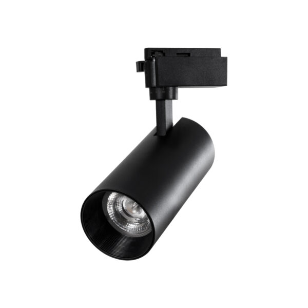 GloboStar® LUGANO 60815 Μονοφασικό Φωτιστικό Σποτ Ράγας LED 30W 3900lm 36° Acrylic HQ LENS AC 220-240V IP20 Φ7.5 x Υ22.7cm Ψυχρό Λευκό 6000K – EUROTRACK® System 1L+1N – Μαύρο – Bridgelux Chip – TÜV Certified Driver – 5 Χρόνια Εγγύηση