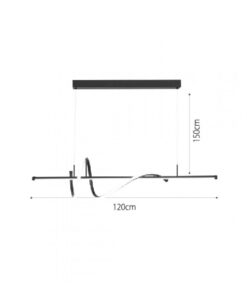 InLight Κρεμαστό φωτιστικό LED 40W 3CCT (by switch on base) σε μαύρο χρώμα D:120cm (6083-BL)