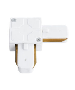 Globostar 60850 Αντάπτορας L (Ελ) – Μονοφασικός 2 Καλωδίων για όλες τις Ράγες EUROTRACK AC 220-240V IP20 Μ6.5 x Π6.5 x Υ1.7cm – EUROTRACK® System 1L+1N – Θερμοπλαστικό – Λευκό – 5 Χρόνια Εγγύηση