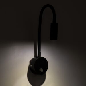 GloboStar® GOOSE 60878 Μοντέρνο Φωτιστικό Τοίχου – Απλίκα Ξενοδοχείου Bed Side LED 3W 300lm 36° AC 220-240V – Reading Light – Μ6.5 x Π15 x Υ24.5cm – Φυσικό Λευκό 4500K – Μαύρο