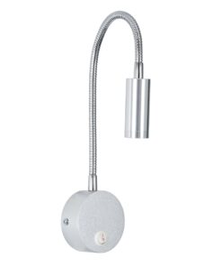 GloboStar® GOOSE 60879 Μοντέρνο Φωτιστικό Τοίχου – Απλίκα Ξενοδοχείου Bed Side LED 3W 300lm 36° AC 220-240V – Reading Light – Μ6.5 x Π15 x Υ24.5cm – Φυσικό Λευκό 4500K – Ασημί Νίκελ