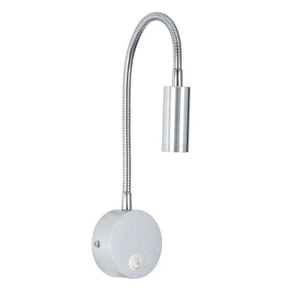 GloboStar® GOOSE 60879 Μοντέρνο Φωτιστικό Τοίχου – Απλίκα Ξενοδοχείου Bed Side LED 3W 300lm 36° AC 220-240V – Reading Light – Μ6.5 x Π15 x Υ24.5cm – Φυσικό Λευκό 4500K – Ασημί Νίκελ