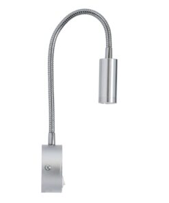 GloboStar® GOOSE 60879 Μοντέρνο Φωτιστικό Τοίχου – Απλίκα Ξενοδοχείου Bed Side LED 3W 300lm 36° AC 220-240V – Reading Light – Μ6.5 x Π15 x Υ24.5cm – Φυσικό Λευκό 4500K – Ασημί Νίκελ