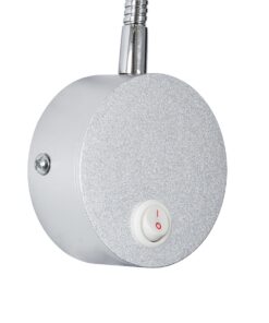 GloboStar® GOOSE 60879 Μοντέρνο Φωτιστικό Τοίχου – Απλίκα Ξενοδοχείου Bed Side LED 3W 300lm 36° AC 220-240V – Reading Light – Μ6.5 x Π15 x Υ24.5cm – Φυσικό Λευκό 4500K – Ασημί Νίκελ