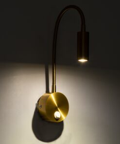 GloboStar® GOOSE 60880 Μοντέρνο Φωτιστικό Τοίχου – Απλίκα Ξενοδοχείου Bed Side LED 3W 300lm 36° AC 220-240V – Reading Light – Μ6.5 x Π15 x Υ24.5cm – Φυσικό Λευκό 4500K – Χρυσό Βούρτσας