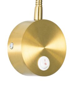 GloboStar® GOOSE 60880 Μοντέρνο Φωτιστικό Τοίχου – Απλίκα Ξενοδοχείου Bed Side LED 3W 300lm 36° AC 220-240V – Reading Light – Μ6.5 x Π15 x Υ24.5cm – Φυσικό Λευκό 4500K – Χρυσό Βούρτσας