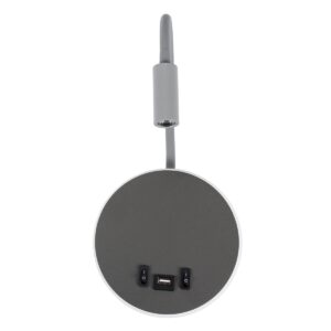 GloboStar® GOOSE 60882 Μοντέρνο Φωτιστικό Τοίχου – Απλίκα Ξενοδοχείου Bed Side LED 6W 600lm 36° & 360° AC 220-240V – Reading Light & 360° Κρυφός Φωτισμός – Φορτιστής USB 3A – Μ15.5 x Π15 x Υ30.5cm – Φυσικό Λευκό 4500K – Γκρι Ανθρακί