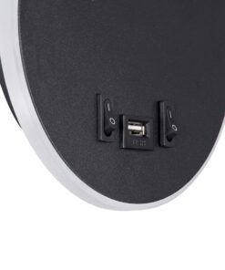 GloboStar® GOOSE 60883 Μοντέρνο Φωτιστικό Τοίχου – Απλίκα Ξενοδοχείου Bed Side LED 6W 600lm 36° & 360° AC 220-240V – Reading Light & 360° Κρυφός Φωτισμός – Φορτιστής USB 3A – Μ15.5 x Π15 x Υ30.5cm – Φυσικό Λευκό 4500K – Μαύρο