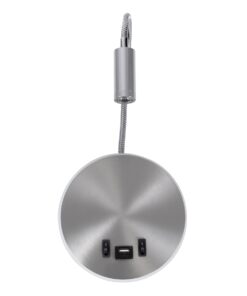 GloboStar® GOOSE 60884 Μοντέρνο Φωτιστικό Τοίχου – Απλίκα Ξενοδοχείου Bed Side LED 6W 600lm 36° & 360° AC 220-240V – Reading Light & 360° Κρυφός Φωτισμός – Φορτιστής USB 3A – Μ15.5 x Π15 x Υ30.5cm – Φυσικό Λευκό 4500K – Ασημί Νίκελ