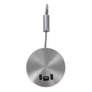 GloboStar® GOOSE 60884 Μοντέρνο Φωτιστικό Τοίχου – Απλίκα Ξενοδοχείου Bed Side LED 6W 600lm 36° & 360° AC 220-240V – Reading Light & 360° Κρυφός Φωτισμός – Φορτιστής USB 3A – Μ15.5 x Π15 x Υ30.5cm – Φυσικό Λευκό 4500K – Ασημί Νίκελ