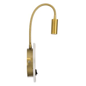GloboStar® GOOSE 60885 Μοντέρνο Φωτιστικό Τοίχου – Απλίκα Ξενοδοχείου Bed Side LED 6W 600lm 36° & 360° AC 220-240V – Reading Light & 360° Κρυφός Φωτισμός – Φορτιστής USB 3A – Μ15.5 x Π15 x Υ30.5cm – Φυσικό Λευκό 4500K – Χρυσό Βούρτσας