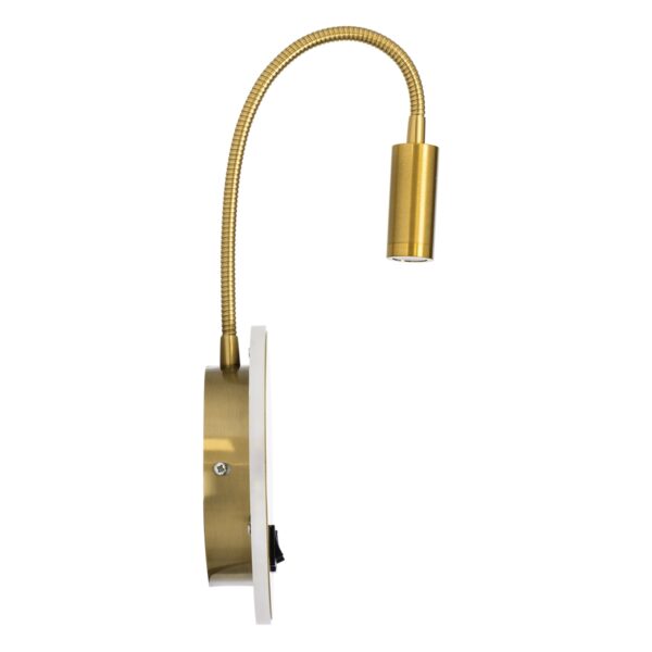 GloboStar® GOOSE 60885 Μοντέρνο Φωτιστικό Τοίχου – Απλίκα Ξενοδοχείου Bed Side LED 6W 600lm 36° & 360° AC 220-240V – Reading Light & 360° Κρυφός Φωτισμός – Φορτιστής USB 3A – Μ15.5 x Π15 x Υ30.5cm – Φυσικό Λευκό 4500K – Χρυσό Βούρτσας