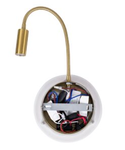 GloboStar® GOOSE 60885 Μοντέρνο Φωτιστικό Τοίχου – Απλίκα Ξενοδοχείου Bed Side LED 6W 600lm 36° & 360° AC 220-240V – Reading Light & 360° Κρυφός Φωτισμός – Φορτιστής USB 3A – Μ15.5 x Π15 x Υ30.5cm – Φυσικό Λευκό 4500K – Χρυσό Βούρτσας