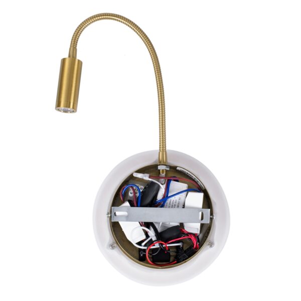 GloboStar® GOOSE 60885 Μοντέρνο Φωτιστικό Τοίχου – Απλίκα Ξενοδοχείου Bed Side LED 6W 600lm 36° & 360° AC 220-240V – Reading Light & 360° Κρυφός Φωτισμός – Φορτιστής USB 3A – Μ15.5 x Π15 x Υ30.5cm – Φυσικό Λευκό 4500K – Χρυσό Βούρτσας