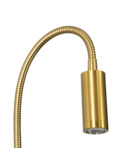 GloboStar® GOOSE 60885 Μοντέρνο Φωτιστικό Τοίχου – Απλίκα Ξενοδοχείου Bed Side LED 6W 600lm 36° & 360° AC 220-240V – Reading Light & 360° Κρυφός Φωτισμός – Φορτιστής USB 3A – Μ15.5 x Π15 x Υ30.5cm – Φυσικό Λευκό 4500K – Χρυσό Βούρτσας