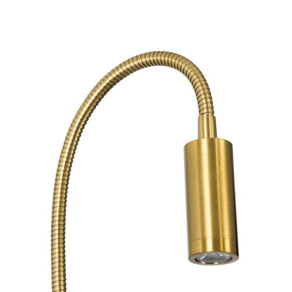 GloboStar® GOOSE 60885 Μοντέρνο Φωτιστικό Τοίχου – Απλίκα Ξενοδοχείου Bed Side LED 6W 600lm 36° & 360° AC 220-240V – Reading Light & 360° Κρυφός Φωτισμός – Φορτιστής USB 3A – Μ15.5 x Π15 x Υ30.5cm – Φυσικό Λευκό 4500K – Χρυσό Βούρτσας
